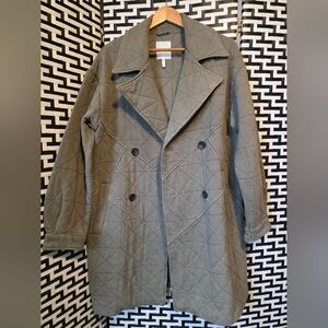 Avec Les Filles Quilted Trench Coat in Khaki